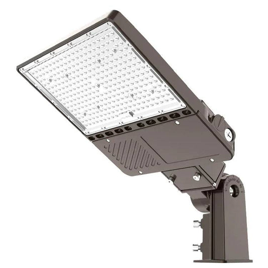 LED Parking Lot Light, 200W/150W/120W, 5000K, 28,000 Lumens, 100-277 VAC, Built-in Photocell, Slip Fitter Mount