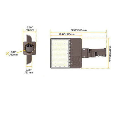 LED Parking Lot Light, 200W/150W/120W, 5000K, 28,000 Lumens, 100-277 VAC, Built-in Photocell, Slip Fitter Mount