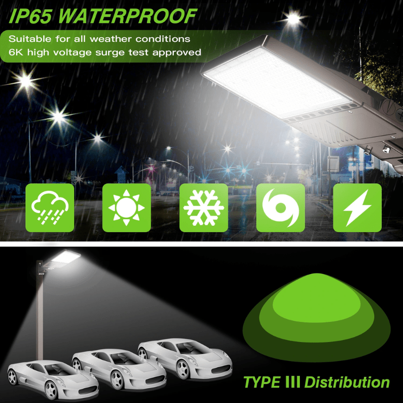 150W LED Parking Lot Light with Photocell – Wattage Tunable (150W/120W/90W), 22,500 Lumens, 5000K Daylight, Slip Fitter Mount – Outdoor LED Pole Light