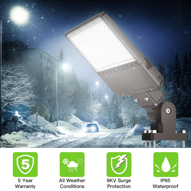150W LED Parking Lot Light with Photocell – Wattage Tunable (150W/120W/90W), 22,500 Lumens, 5000K Daylight, Slip Fitter Mount – Outdoor LED Pole Light