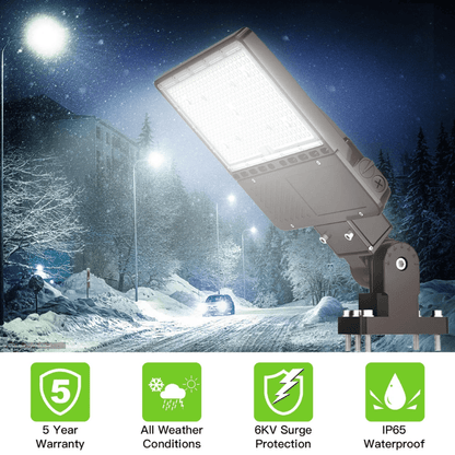 150W LED Parking Lot Light with Photocell – Wattage Tunable (150W/120W/90W), 22,500 Lumens, 5000K Daylight, Slip Fitter Mount – Outdoor LED Pole Light