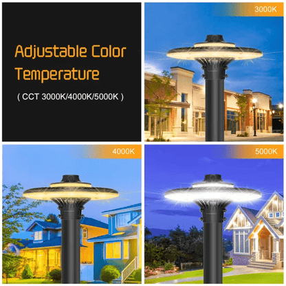 Led Post Top Light With Photocell, Selectable 80W/60W/48W, 10,089 Lumens, 100-277 VAC