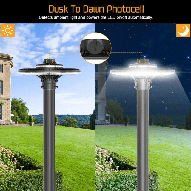 Led Post Top Light With Photocell, Selectable 80W/60W/48W, 10,089 Lumens, 100-277 VAC