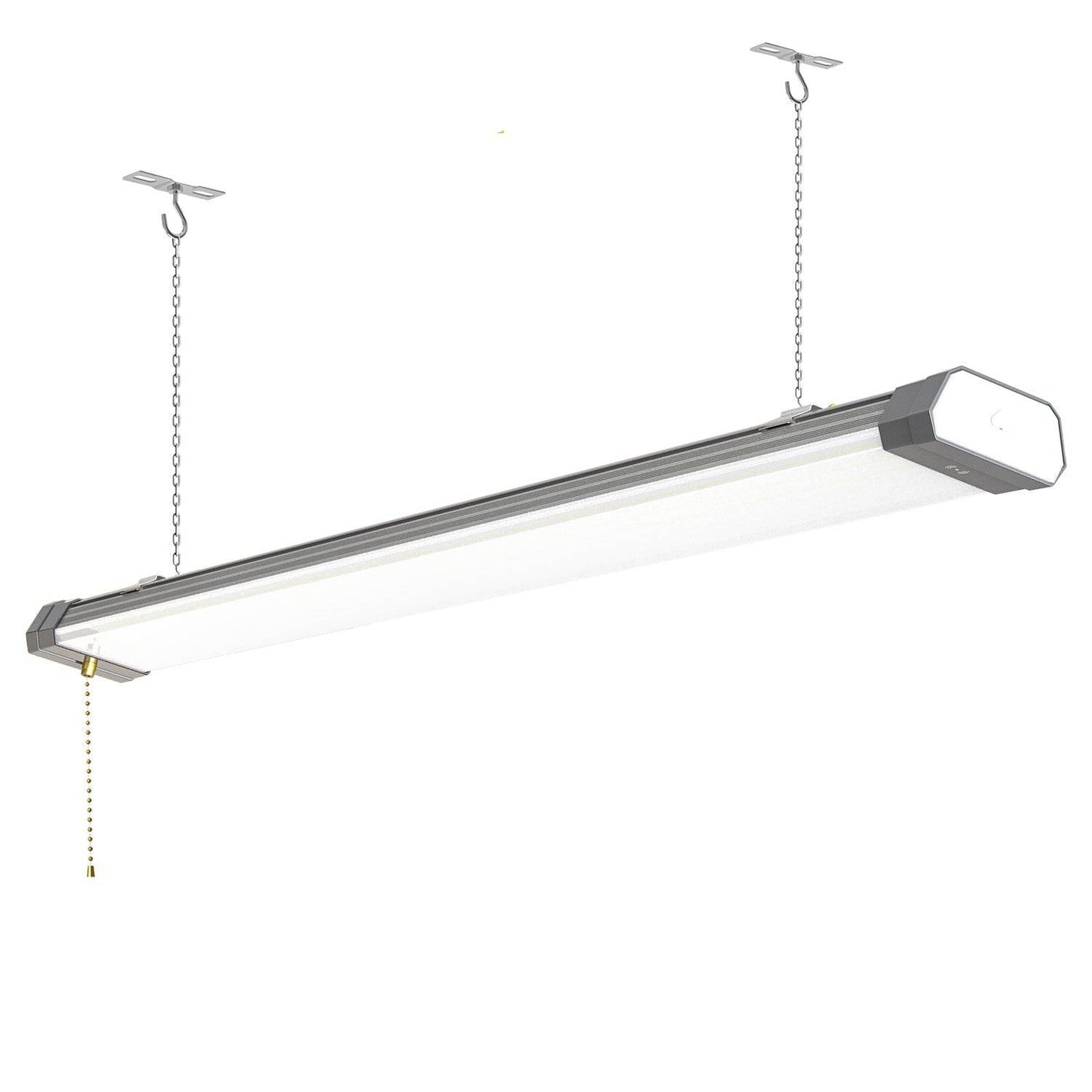 120W LED Shop Light, 4FT, 15600LM, 5000K, Linkable, With Plug, 120V±10%, ON/Off Pull Chain, Suspended & Flush Mount
