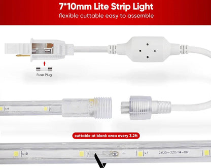 110V Lite Strip LED Light - Soft Warm 2800K Warm White, 180 Lumens/M, Ideal for Ambient Lighting