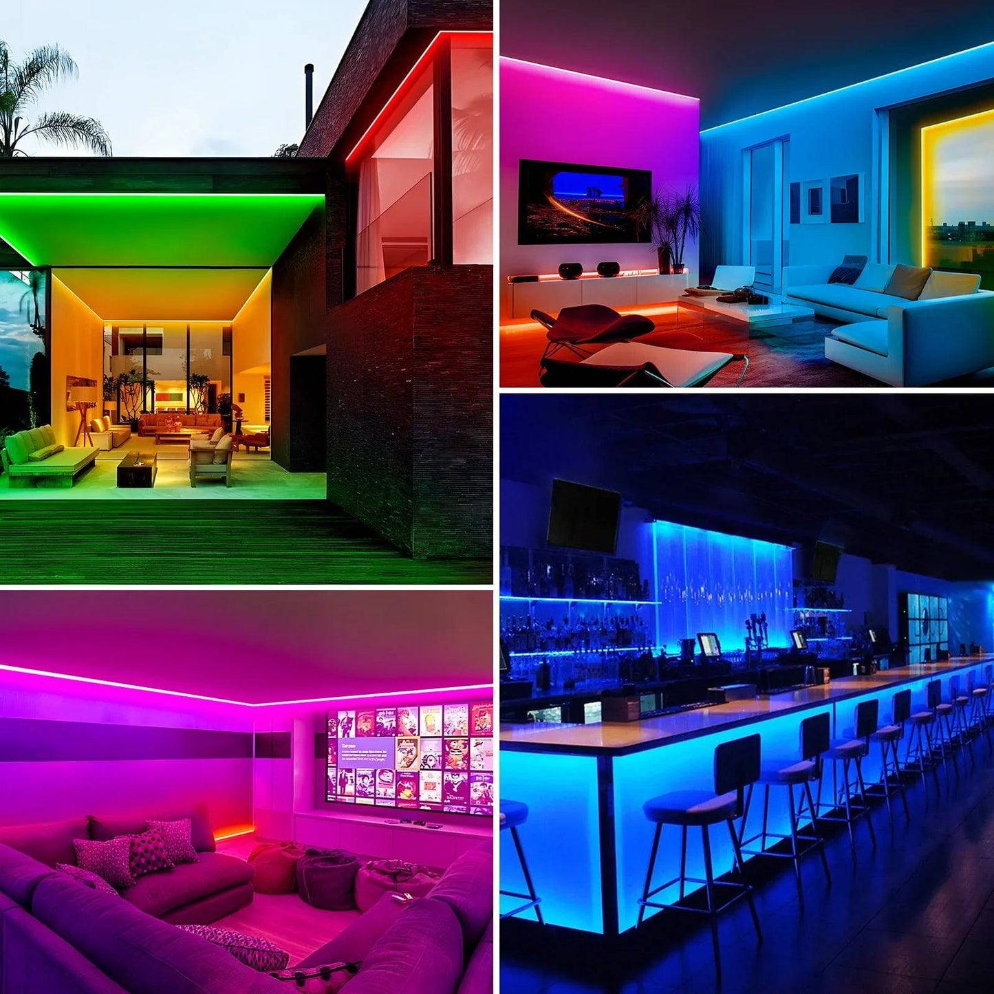 120V Dimmable RGB LED Strip Light - Soft Ambient Lighting for Bedroom, Kitchen, Home Decor - 180 Lumens
