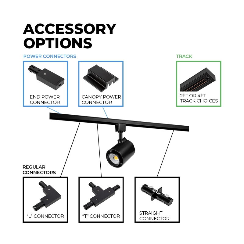 LED Track Light, 30W, Tunable CCT 3000K/4000K/5000K, 3,300 Lumens, 120 VAC
