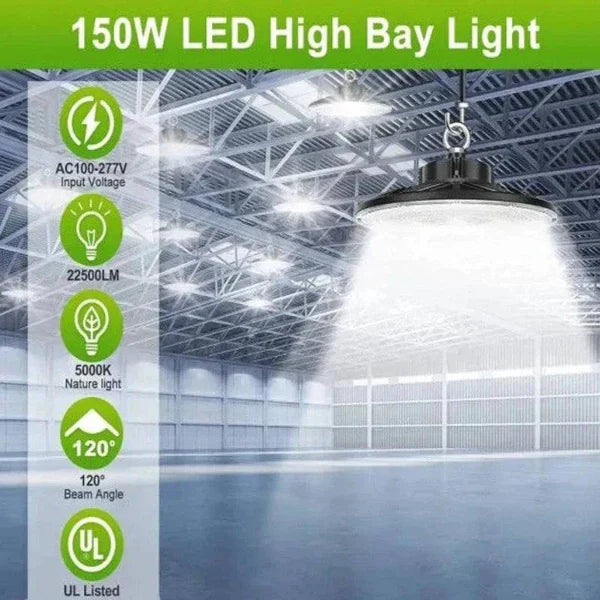 LED UFO High Bay Light, 150W, CCT 5000K, 20,852 Lumens, 100-277 VAC