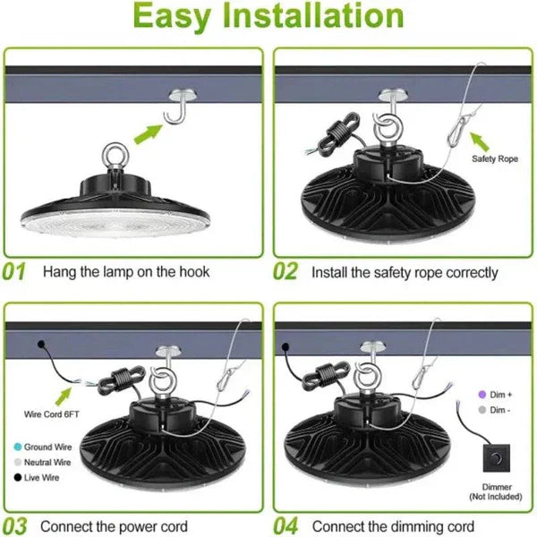 LED UFO High Bay Light, 150W, CCT 5000K, 20,852 Lumens, 100-277 VAC
