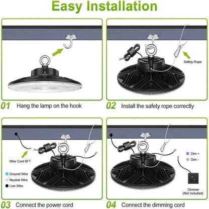 LED UFO High Bay Light, 150W, CCT 5000K, 20,852 Lumens, 100-277 VAC