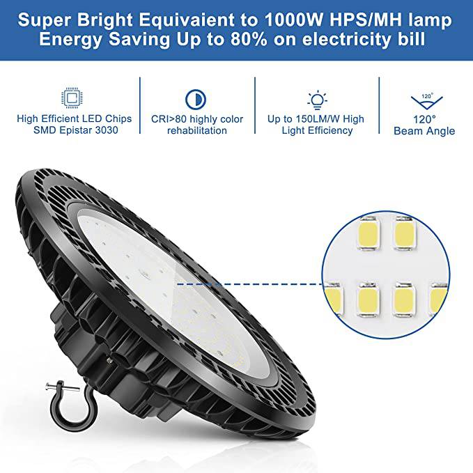 LED UFO High Bay Light, 300W, CCT 5000K, 41,000 Lumens, 120-277 VAC