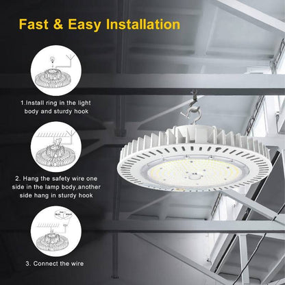 LED UFO High Bay Light, 200W, CCT 5000K, 28000 Lumens, 100-277 VAC