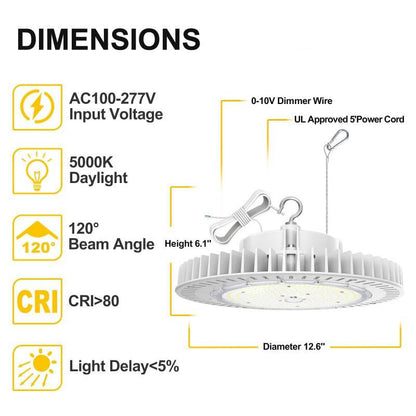 LED UFO High Bay Light, 240W, CCT 5000K, 36000 Lumens, 100-277 VAC