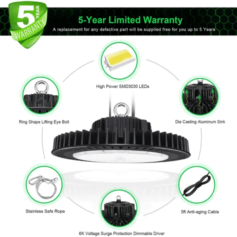 LED UFO High Bay Light, 240W, CCT 5000K, 36000 Lumens, 100-277 VAC