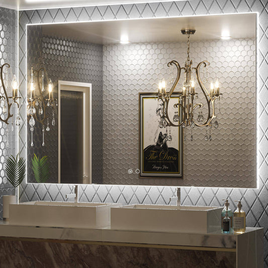 6000K Backlit LED Bathroom Mirror, Shatterproof, IP54, Anti-Fog