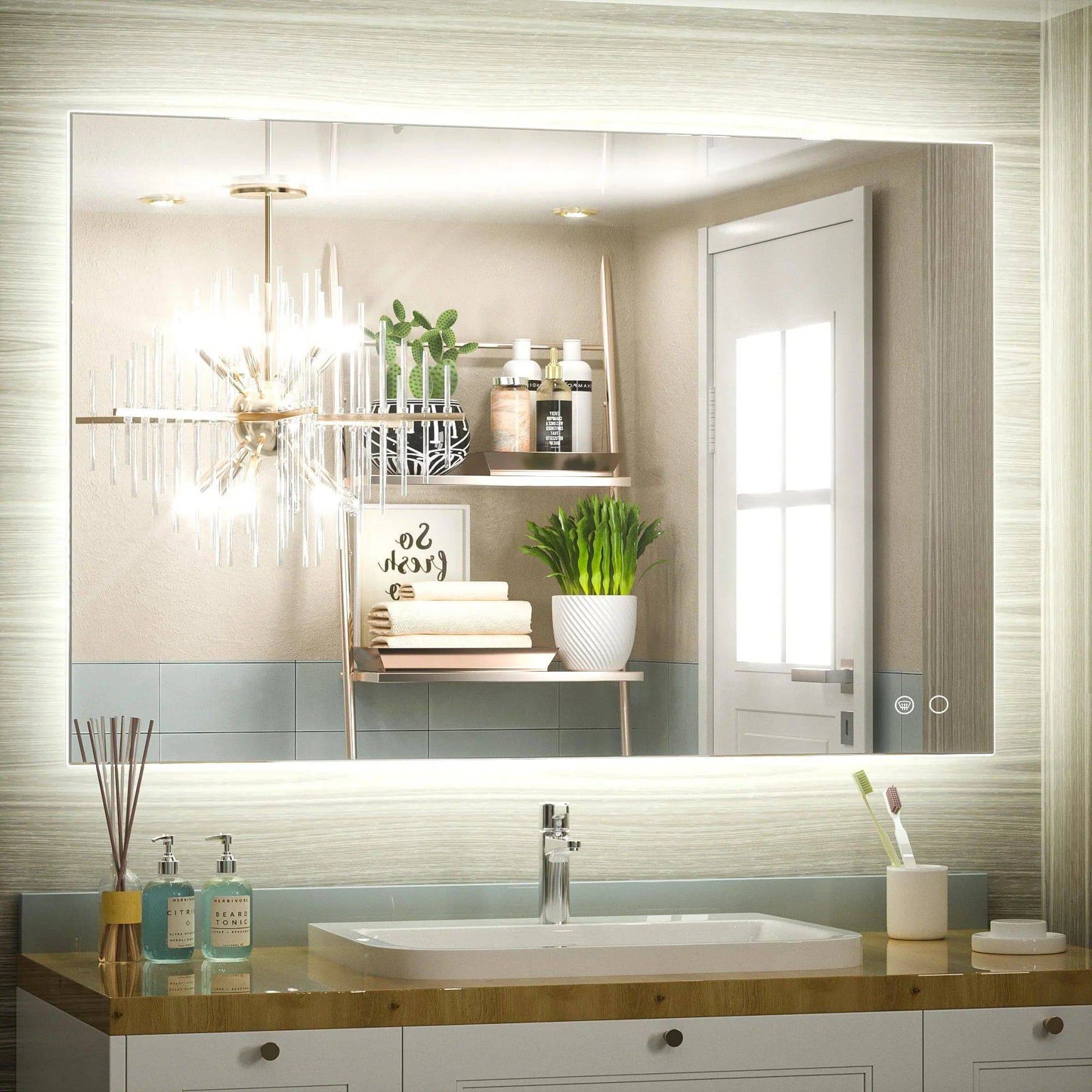 6000K Backlit LED Bathroom Mirror, Shatterproof, IP54, Anti-Fog