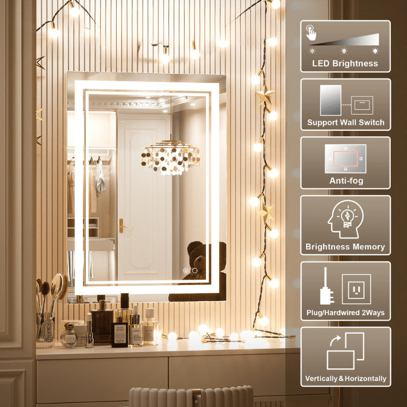 Modern 3-Color Frontlit LED Bathroom Mirror - Ambiance, Practicality, and Contemporary Touch 3000K-4500K-6000K
