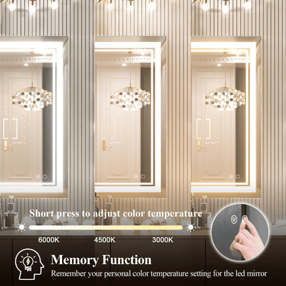 Modern 3-Color Frontlit LED Bathroom Mirror - Ambiance, Practicality, and Contemporary Touch 3000K-4500K-6000K