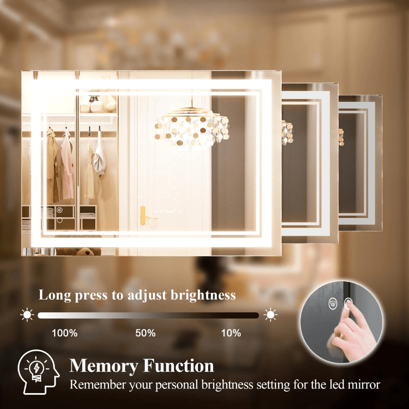 Modern 3-Color Frontlit LED Bathroom Mirror - Ambiance, Practicality, and Contemporary Touch 3000K-4500K-6000K