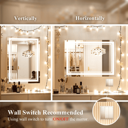Modern 3-Color Frontlit LED Bathroom Mirror - Ambiance, Practicality, and Contemporary Touch 3000K-4500K-6000K