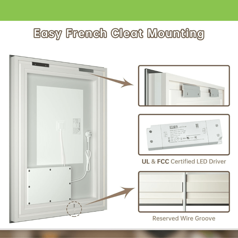Modern 3-Color Frontlit LED Bathroom Mirror - Ambiance, Practicality, and Contemporary Touch 3000K-4500K-6000K