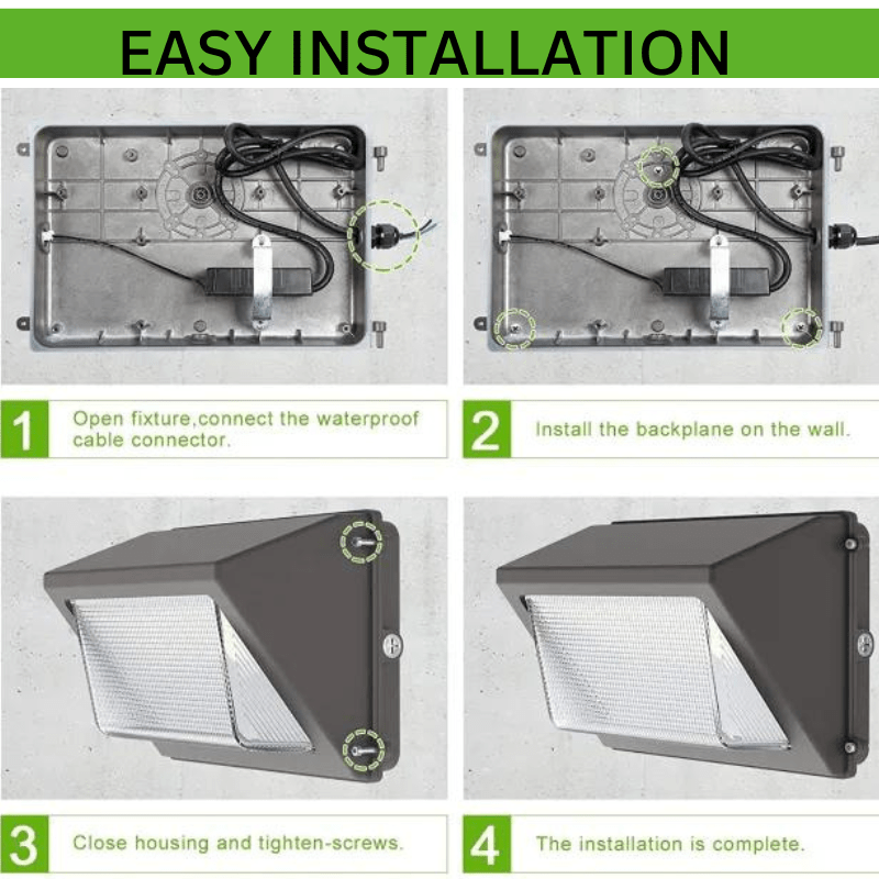 LED Wall Pack Light, 100W/80W/60W, 3500K/4000K/5000K, 13,000 Lumens, 120-277 VAC