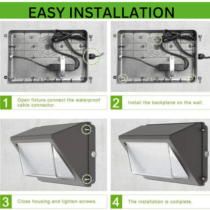 LED Wall Pack Light Built-in Photocell Sensor, 100W/80W/60W, 3000K/4000K/5000K, 13,000 Lumens, 100-277 VAC