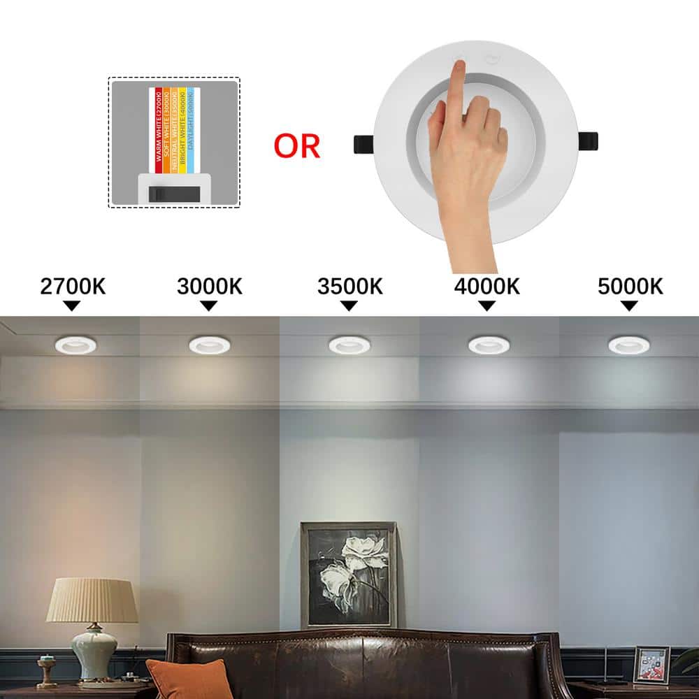 4 Inch Canless Recessed Downlight, 12W, Selectable CCT, 750 Lumens, 120 VAC