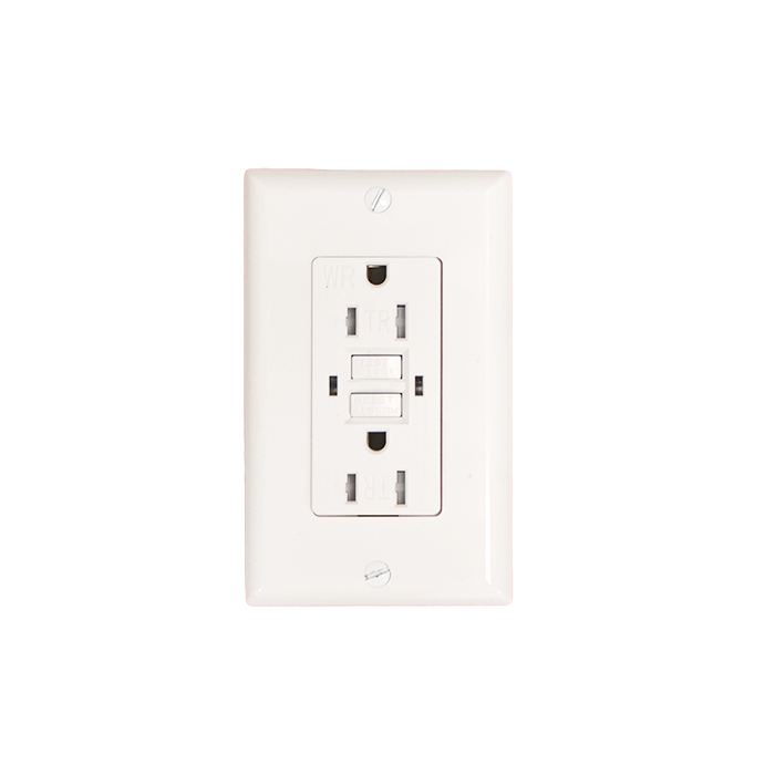 20-Amp 125-Volt Tamper-Resistant Outdoor GFCI Duplex Outlet with Back Wire Clamps, Matte White