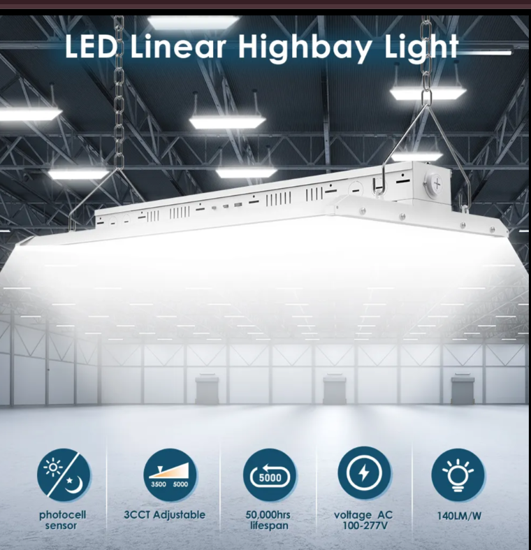 LED Linear High Bay Light, 2ft, 210W, CCT 5000K, 28,350 Lumens, 120-277 VAC