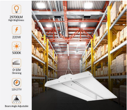 LED High Bay Light, 2.2ft, 220W, CCT 5000K, 29,700 Lumens, 120-277 VAC