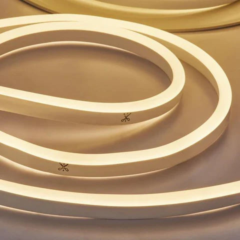 LED Neon Rope Light - 50Ft - 120V - 3000K Yellow - 164W - Waterproof IP67 - ETL Listed - Includes Clips & Connectors