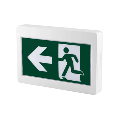 LED Running Man Safety Exit Sign – 3.5W – 6000-7000K – Green – 120-347V – 3.6V 2000mAh Ni-Cd Battery – Single & Double Face – UL Listed