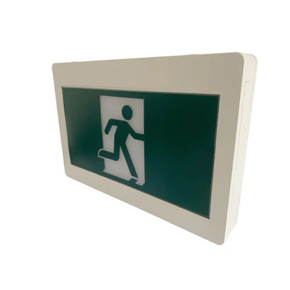 LED Running Man Safety Exit Sign – 3.5W – 6000-7000K – Green – 120-347V – 3.6V 2000mAh Ni-Cd Battery – Single & Double Face – UL Listed