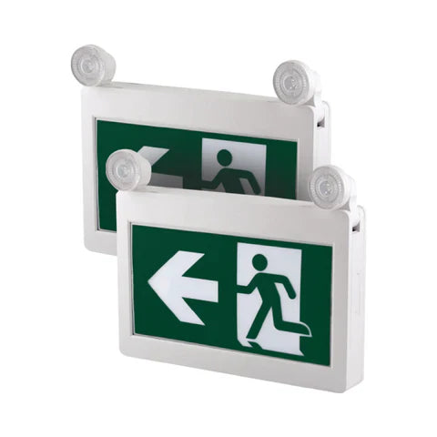 LED Running Man Combo Safety Exit Sign – 4W – 6000K/7000K – Green – 120-347V – 3.6V 1000mAh Ni-Cd Battery – Single & Double Face – UL Listed