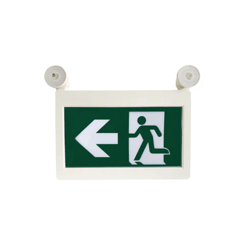 LED Running Man Combo Safety Exit Sign – 4W – 6000K/7000K – Green – 120-347V – 3.6V 1000mAh Ni-Cd Battery – Single & Double Face – UL Listed