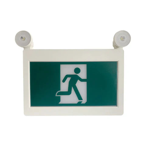 LED Running Man Combo Safety Exit Sign – 4W – 6000K/7000K – Green – 120-347V – 3.6V 1000mAh Ni-Cd Battery – Single & Double Face – UL Listed