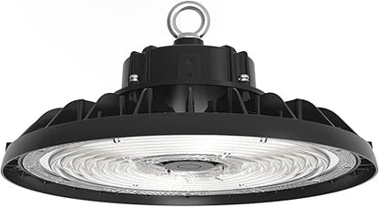 6FT Cord Dimmable Round LED High Bay Light - 240W/200W/150W - Energy-Efficient - High Lumen Output & Audio Jack Sensor Base