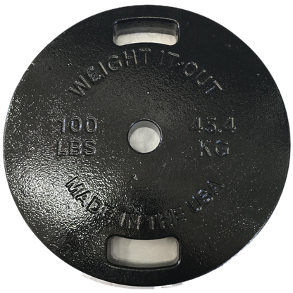 Cast Iron Machined Weight Plate Pairs - front view 100 lbs (black finish)