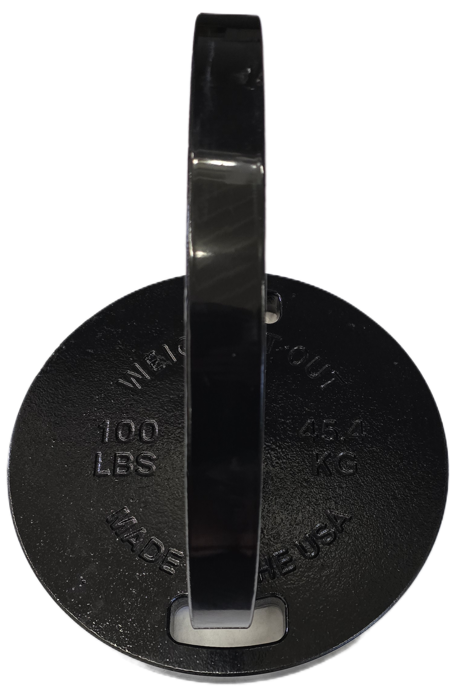 Cast Iron Machined Weight Plate Pairs - side view 100 lbs (black finish)