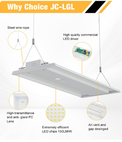 LED Linear High Bay Light, 3ft, 300W, CCT 5000K, 45,000 Lumens, 100-277V