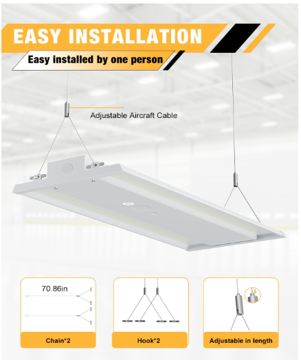 LED Linear High Bay Light, 3ft, 300W, CCT 5000K, 45,000 Lumens, 100-277V