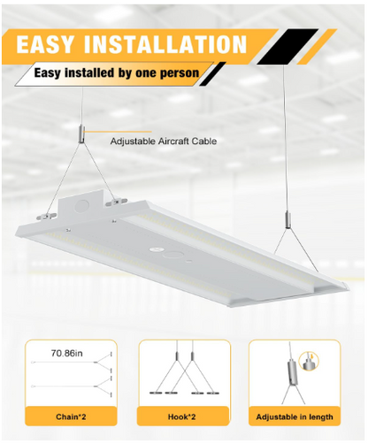 LED Linear High Bay Light, 3ft, 300W, CCT 5000K, 45,000 Lumens, 100-277V