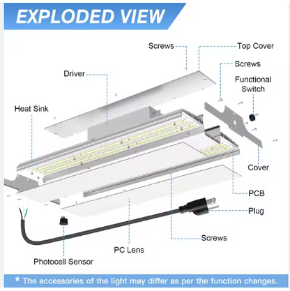 LED Linear High Bay Light, 2.2ft, 400W/320W/240W, CCT 4500K/5000K/5700K, 60,000 Lumens, 100-277 VAC