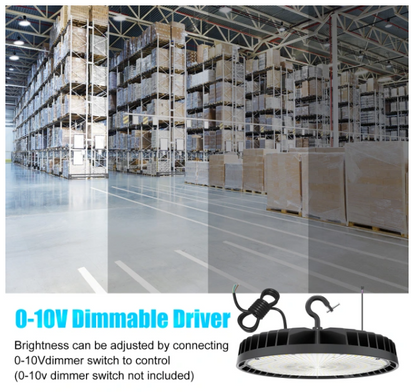 LED UFO High Bay Light, Selectable 240W/200W/150W and CCT, 33,600 Lumens, 100-277 VAC