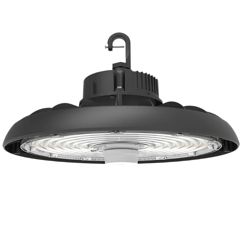 LED UFO High Bay Light, Selectable 240W/200W/150W and CCT, 36,000 Lumens, 120-277 VAC, Audio Jack Sensor Base