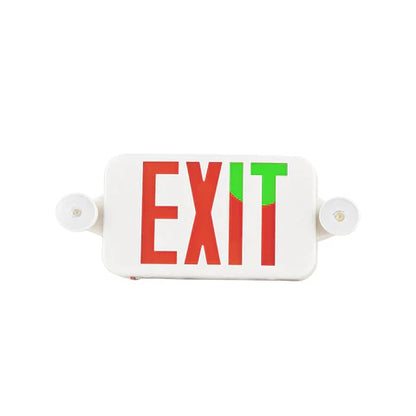 LED Exit Sign with Dual Head Emergency Lights - 2W - Red & Green Switchable Lens - Adjustable CCT 6000K-7000K - 120-277V - 3.6V 1000mAh Battery - UL Listed