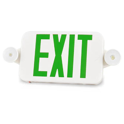 LED Exit Sign with Dual Head Emergency Lights - 2W - Red & Green Switchable Lens - Adjustable CCT 6000K-7000K - 120-277V - 3.6V 1000mAh Battery - UL Listed