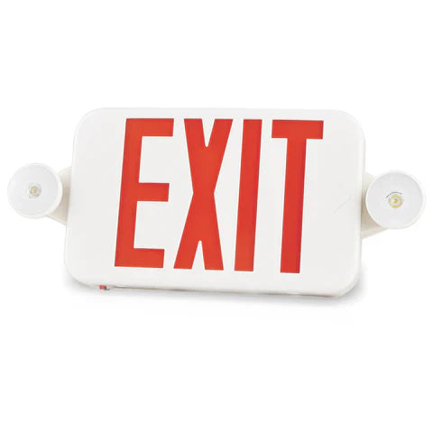 LED Exit Sign with Combo Lamp Heads Red or Green Legend, 4000K, 120-277 VAC, 90 min backup