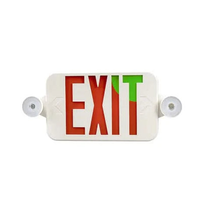 LED Exit Sign with Combo Lamp Heads Red or Green Legend, 4000K, 120-277 VAC, 90 min backup